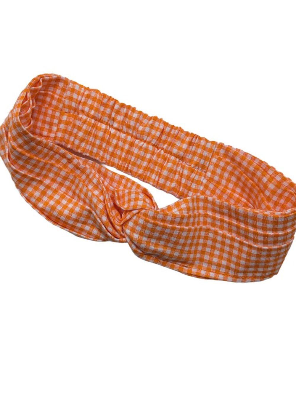 NWOT Orange and White Gingham Knot Headband - Picture 2 of 6